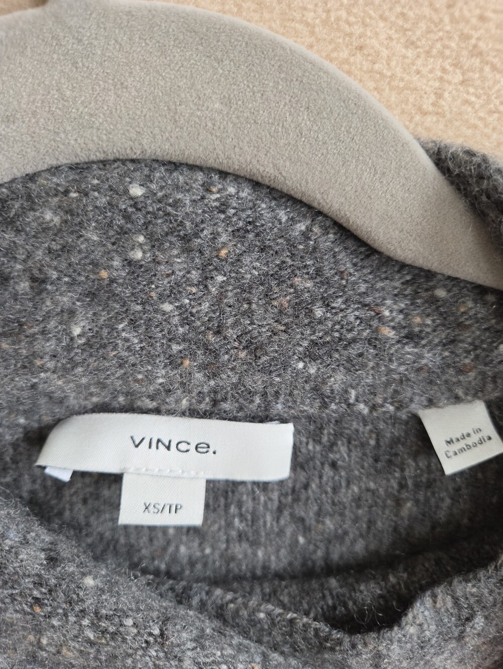 Vince Plush Cashmere Funnel-Neck Sweater Heather Graphite Size XS - Picture 4 of 9